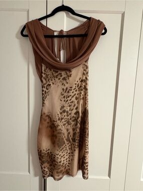 Cream and Mauve Animal Print Dress